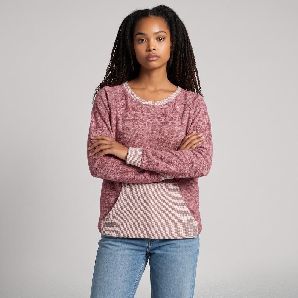 Volcom XL Sweatshirt Pullover Front Pocket Burgundy Raglan Top